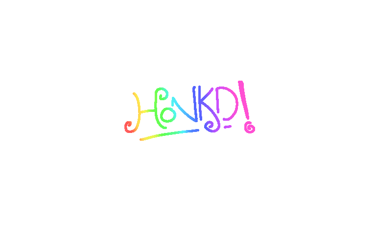 logo that says 'HONKD' with a rainbow tint
